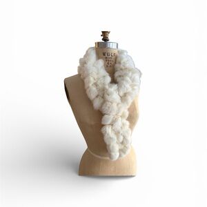 Cejon Soft White Rabbit Fur Scarf